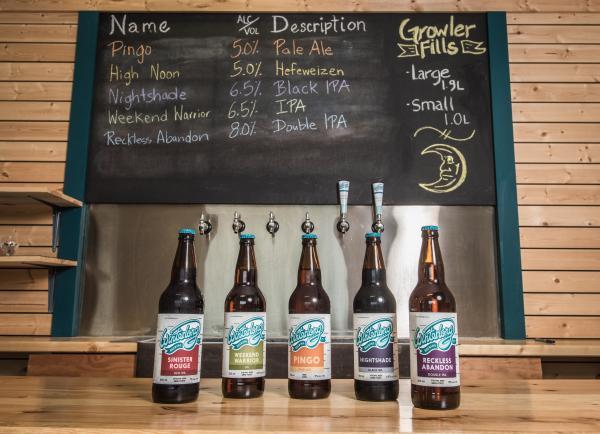 A lineup of Winterlong Brewing beer