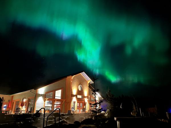 Northern lights over Eclipse Nordic Hotsprings