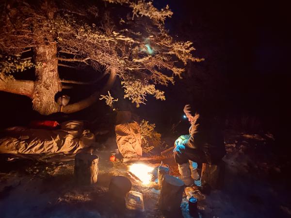 Sharing stories around the fire 