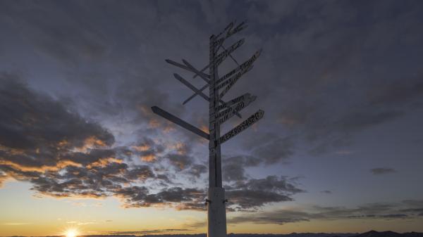 Sign posts on top of Keno City hill