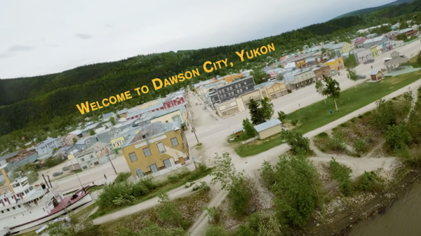A view of Dawson City from the air