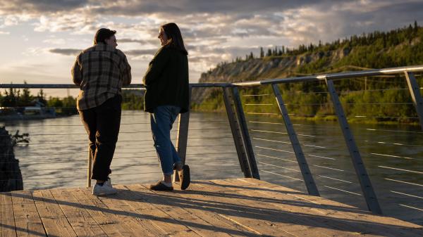 Couple at the wharf in Downtown Whitehorse