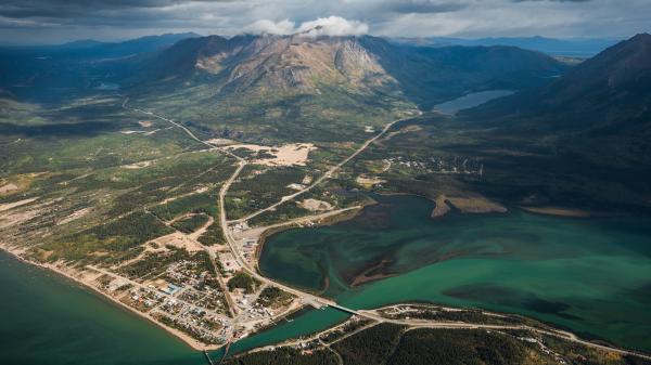 Aerial shot of Carcross
