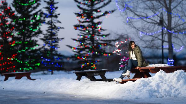 skating at Ship Yards Park near the Christmas Lights