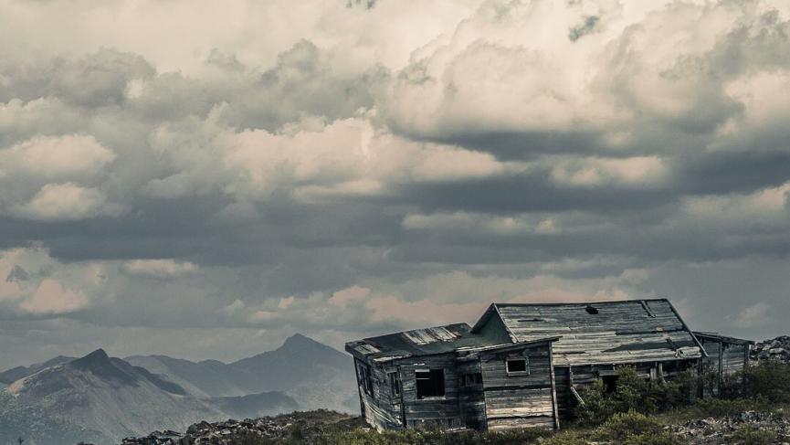 Remains of a Yukon gold prospector's cabin on Keno Hill