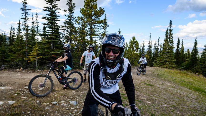 Laughing mountain biker