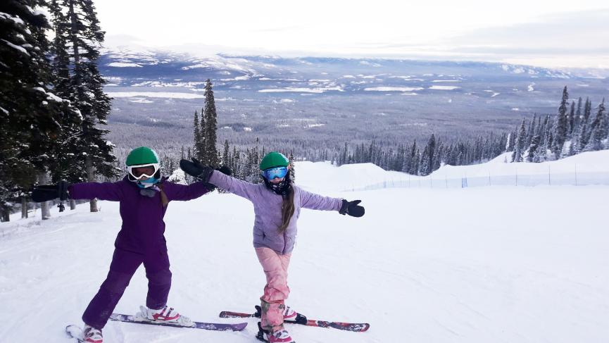 girls enjoying ski camp
