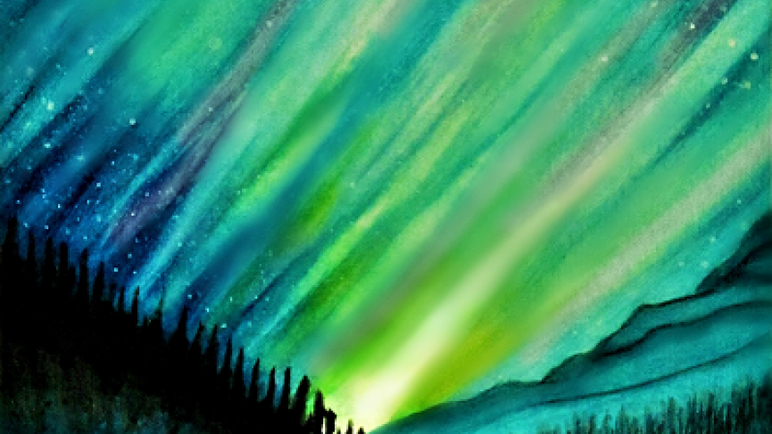 Shirley Ambrose painting of aurora borealis (detail)