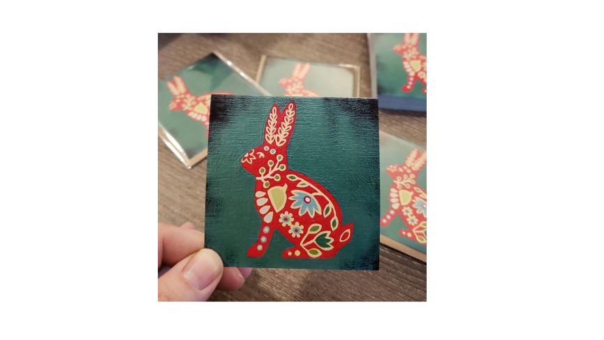 Mini rabbit card by Cass Collins.