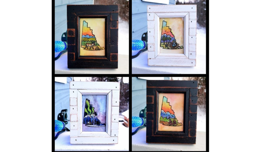 Four framed watercolour paintings of the Yukon
