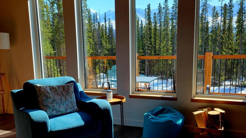 Sunny spot looking over the mountains