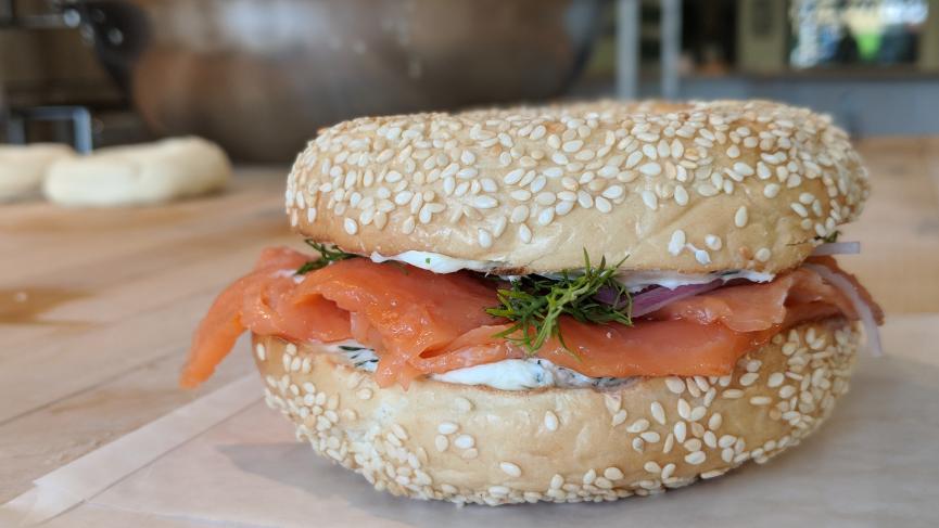 Made to order on your choice of freshly baked bagel!