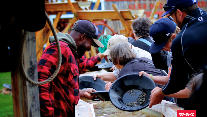 Guests panning for gold in the lazy river.
