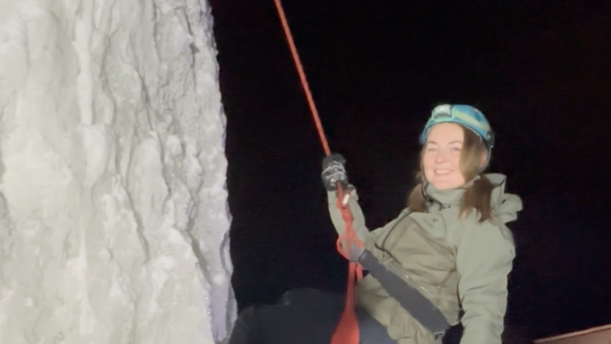 Ice Climbing in the dark