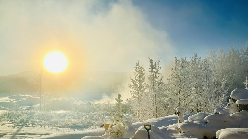 Sun rise at hot springs in Feb.