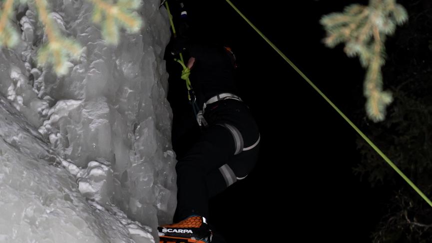 Ice Climbing in the dark