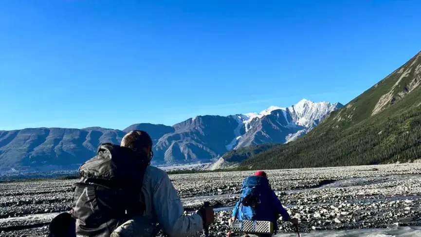 Hikers along the Slims River West trail