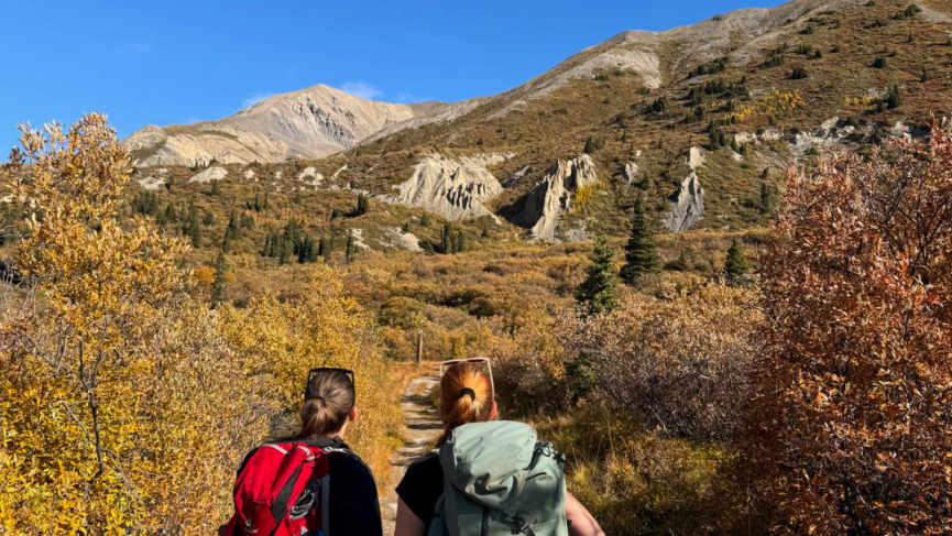 Hikers on Sheep Creek trail Kluane National Park