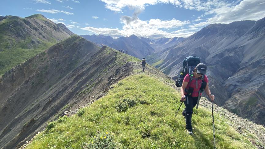 hiking along ridge kluane national park
