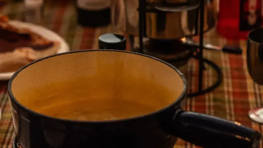 Cheese fondue in mountain hut