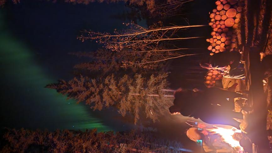 aurora behind fire