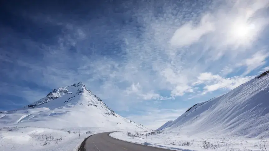 Haines Pass road in winter
