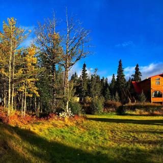 Mount Logan EcoLodge; view from the backyard and the new enclosed deck