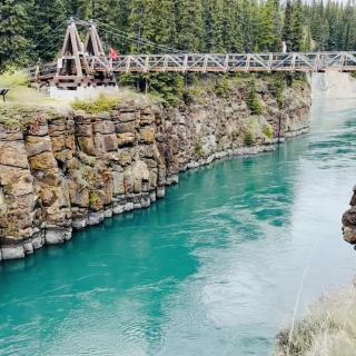miles canyon suspention bridge yukon river summer