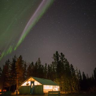 The aurora dancing over the sky