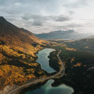 Emerald Lake in southern yukon region in fall