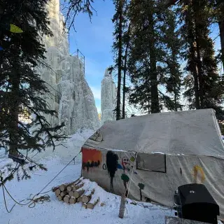 Ice tower and wall tent