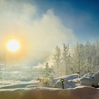 Sun rise at hot springs in Feb.