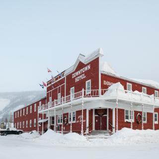 Hotel in Dawson city in the winter