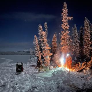 Camping into the white land 