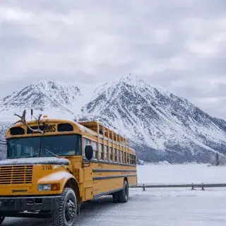 Squatch bus at Kathleen Lake, Kluane