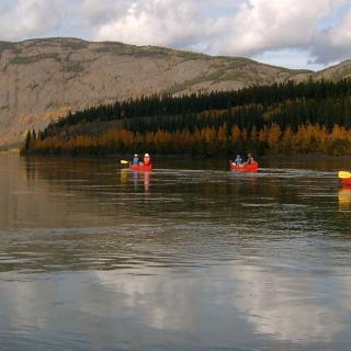 Paddlers on a calm river