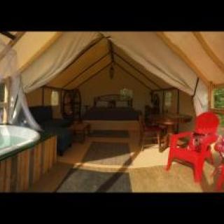 Glamping set up in a wall tent