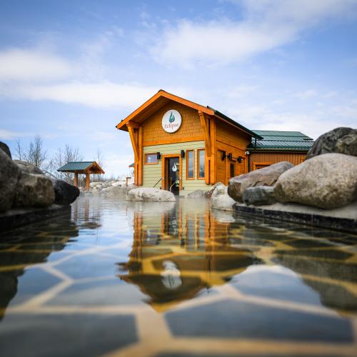 A view from the pool at Eclipse Nordic Hotsprings