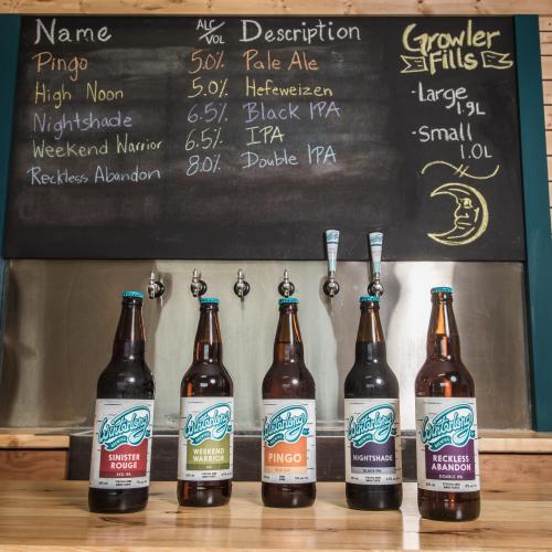 A lineup of Winterlong Brewing beer