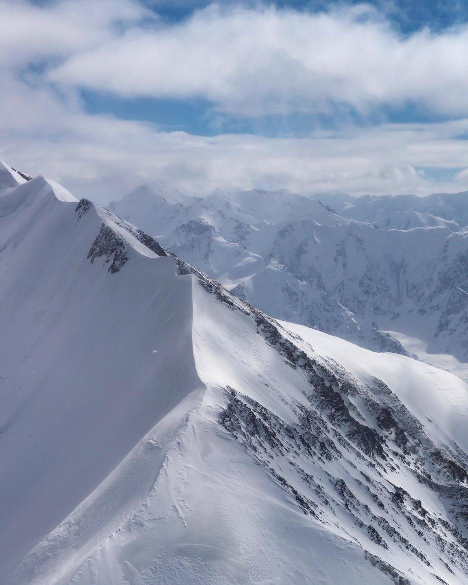 A snowy mountain ridge in Kluane National Park