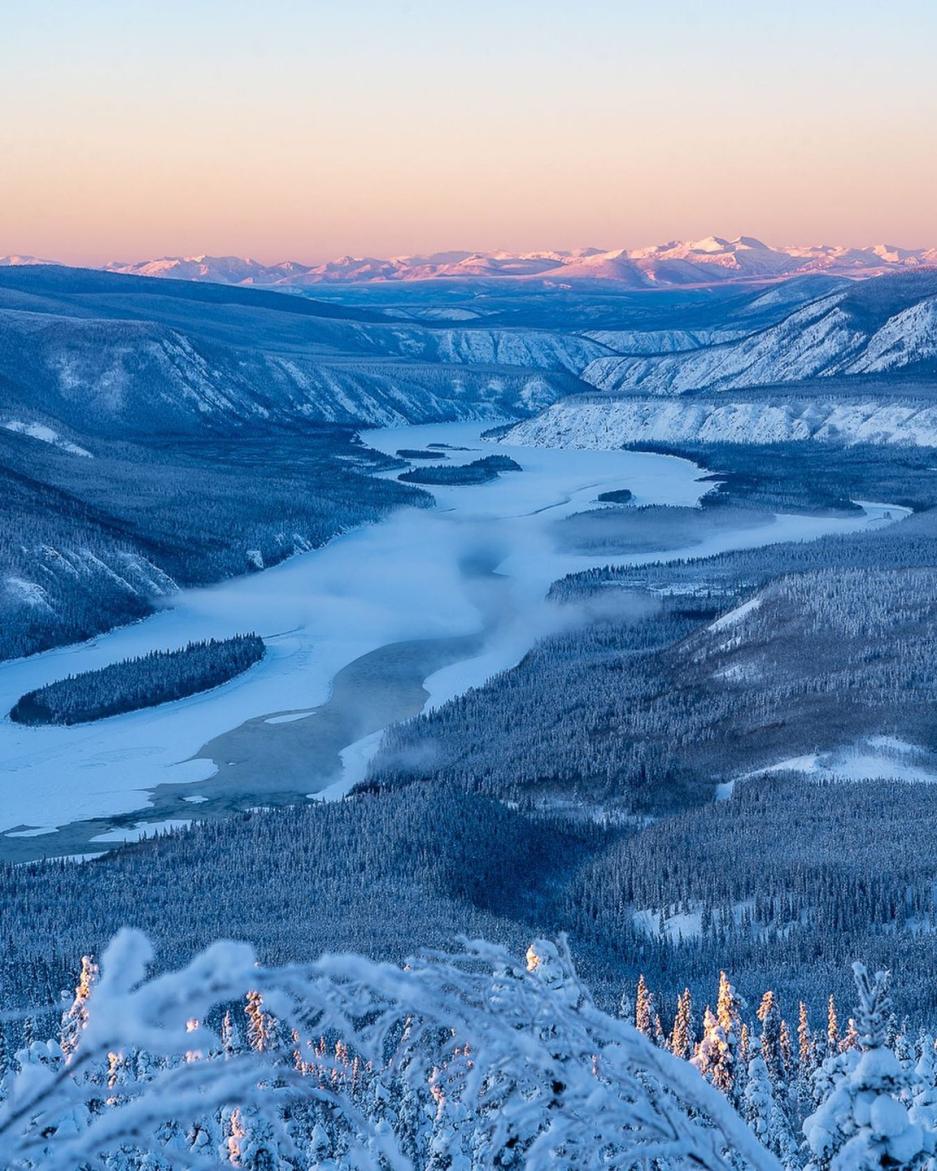 yukon river in winter blues