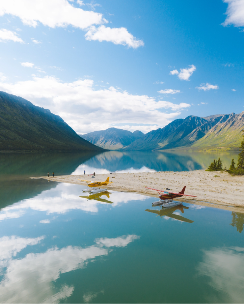 Airplanes on lake