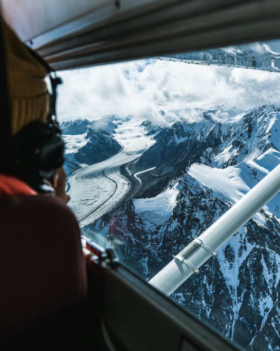 Flying above glacier
