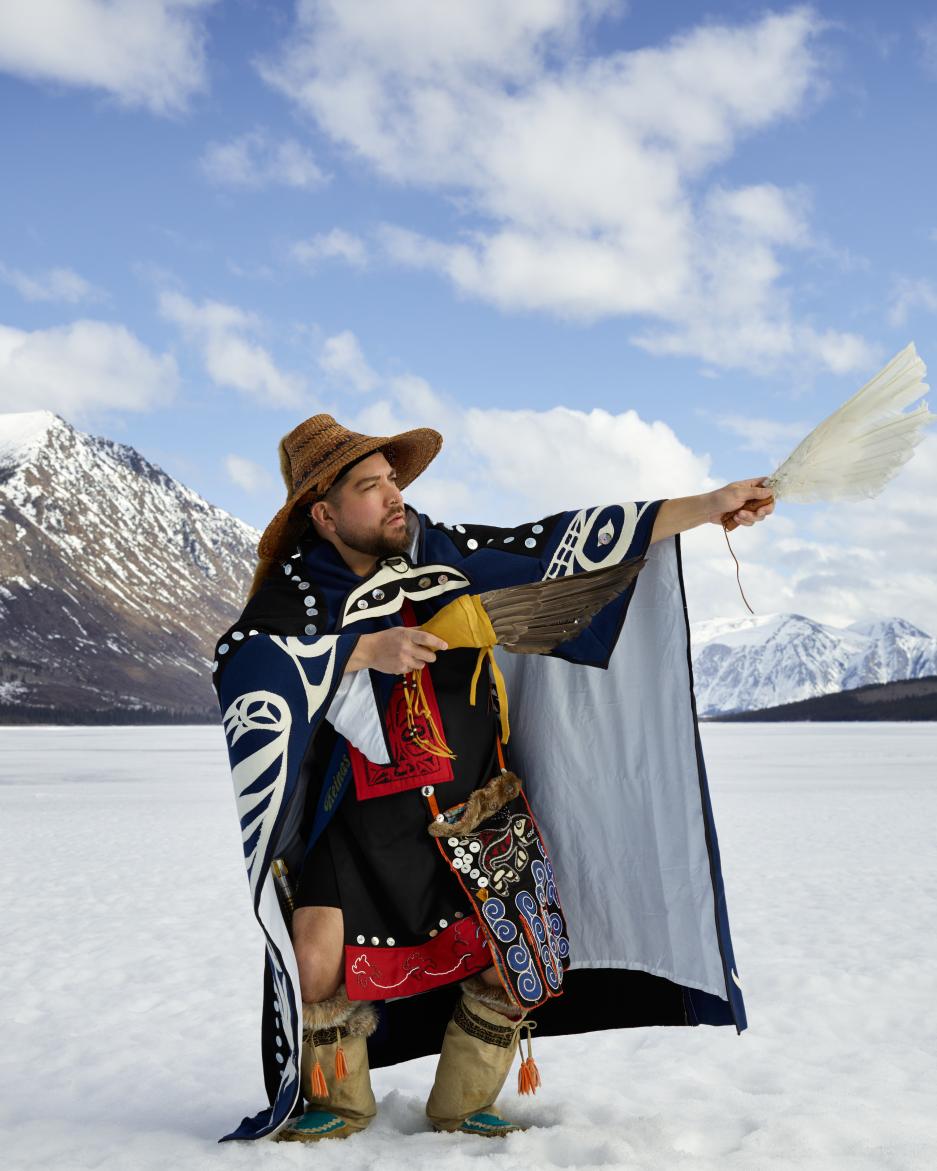 Gary dancing in Grayling Bay, winter