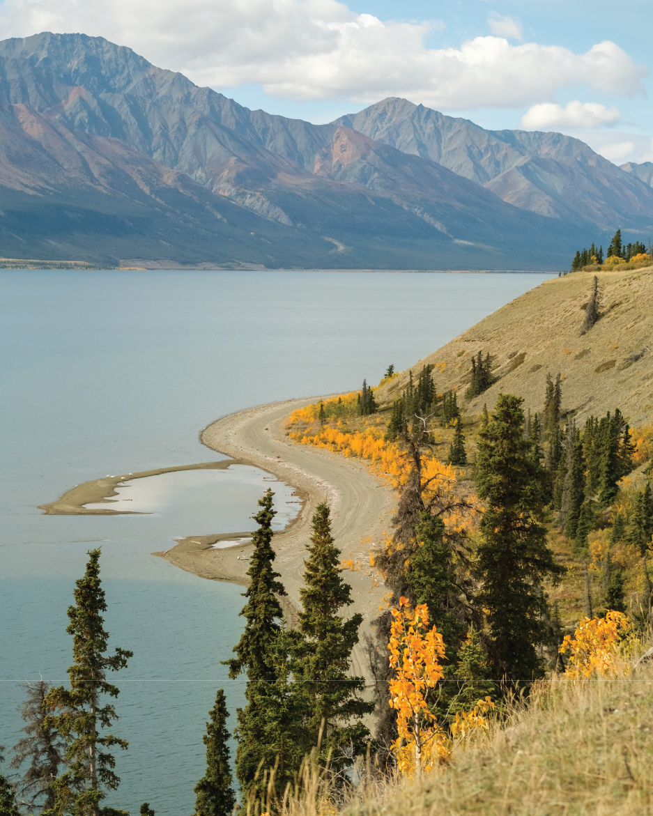 View of a lake in the klondike kluane itinerary