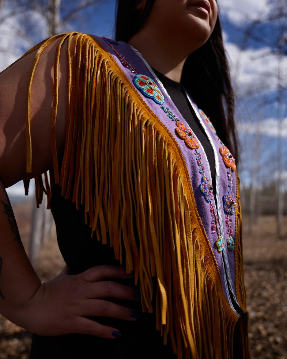 Amber Baker Showcasing her Beadwork