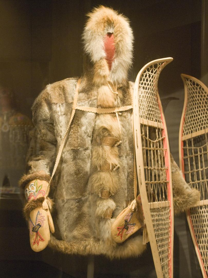 A display of a fur jacket at Kluane Museum