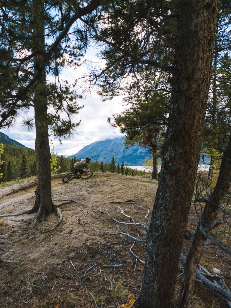 A mountain biker rides the trails in Carcross, Yukon