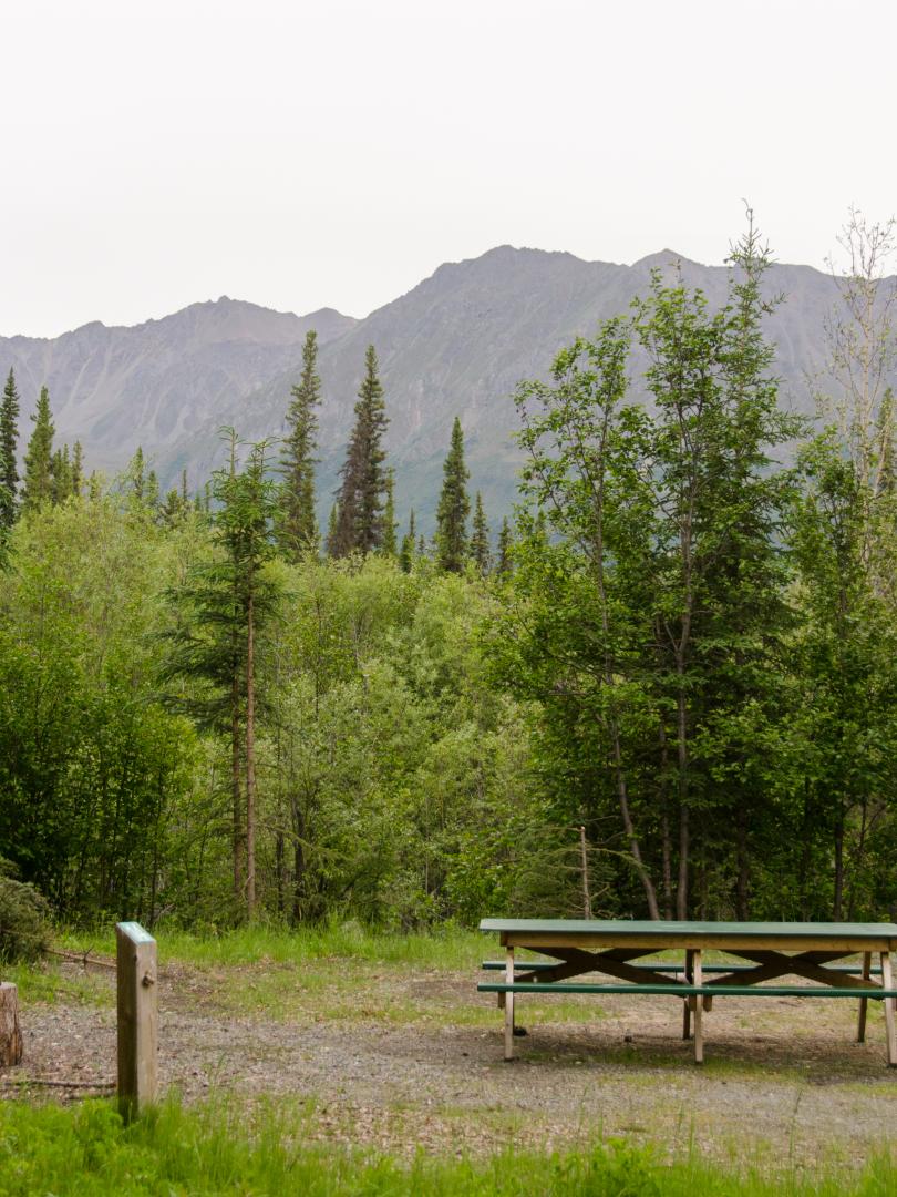 Picnic table at a campground