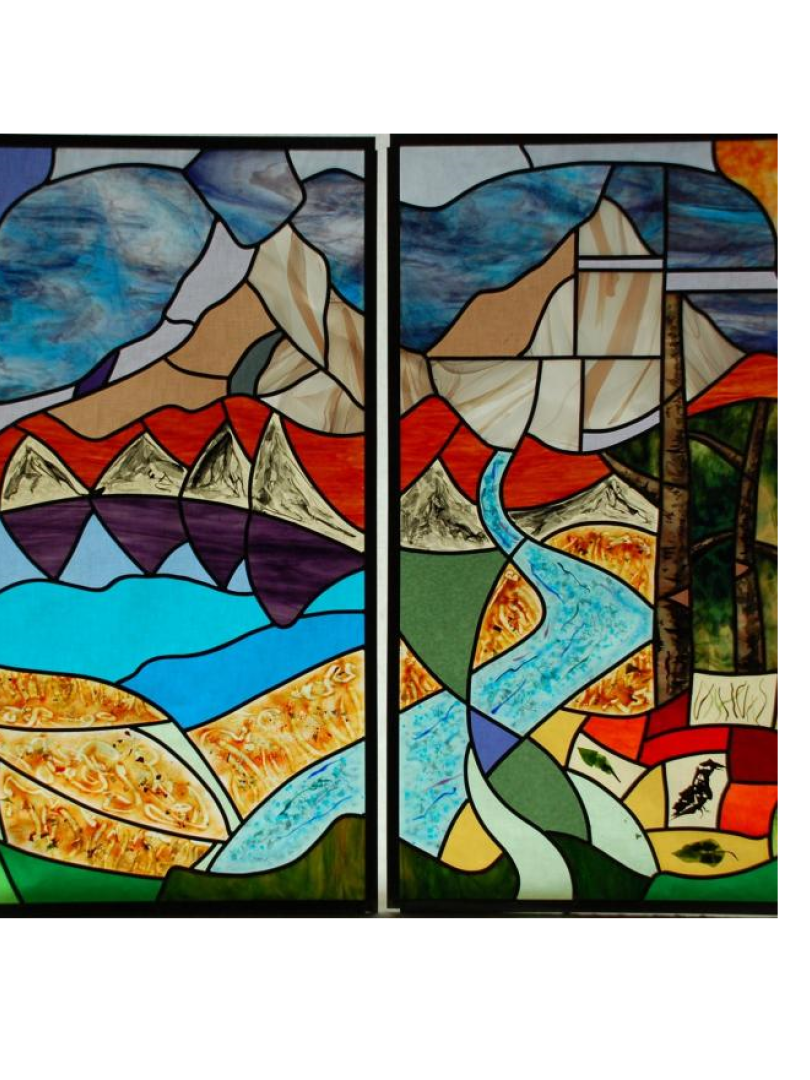 Stained glass landscape by Jeanine Baker